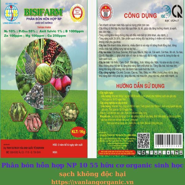Phân bón hỗn hợp NP 10-55 hữu cơ organic sinh học sạch không độc hại